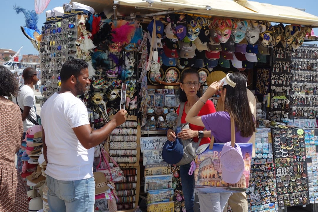 Traveler shopping at local boutique market